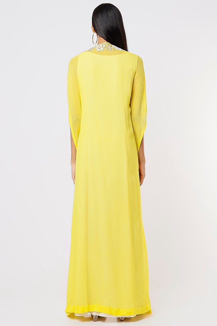 Yellow Embroidered Jacket Vacation Dress by Blue Lotus at Pernia's Pop Up Shop
