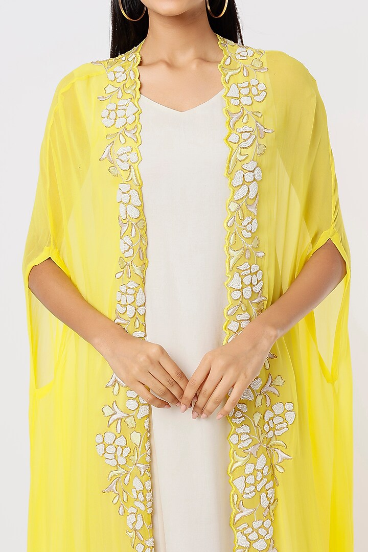 Yellow Embroidered Jacket Vacation Dress by Blue Lotus at Pernia's Pop Up Shop