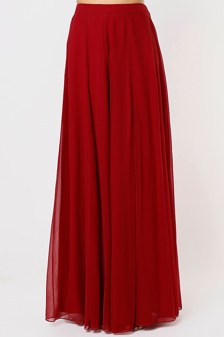 Red Georgette Palazzo Pant Set by Blue Lotus at Pernia's Pop Up Shop