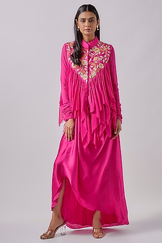 Fuchsia Silk Skirt Set  by Blue Lotus