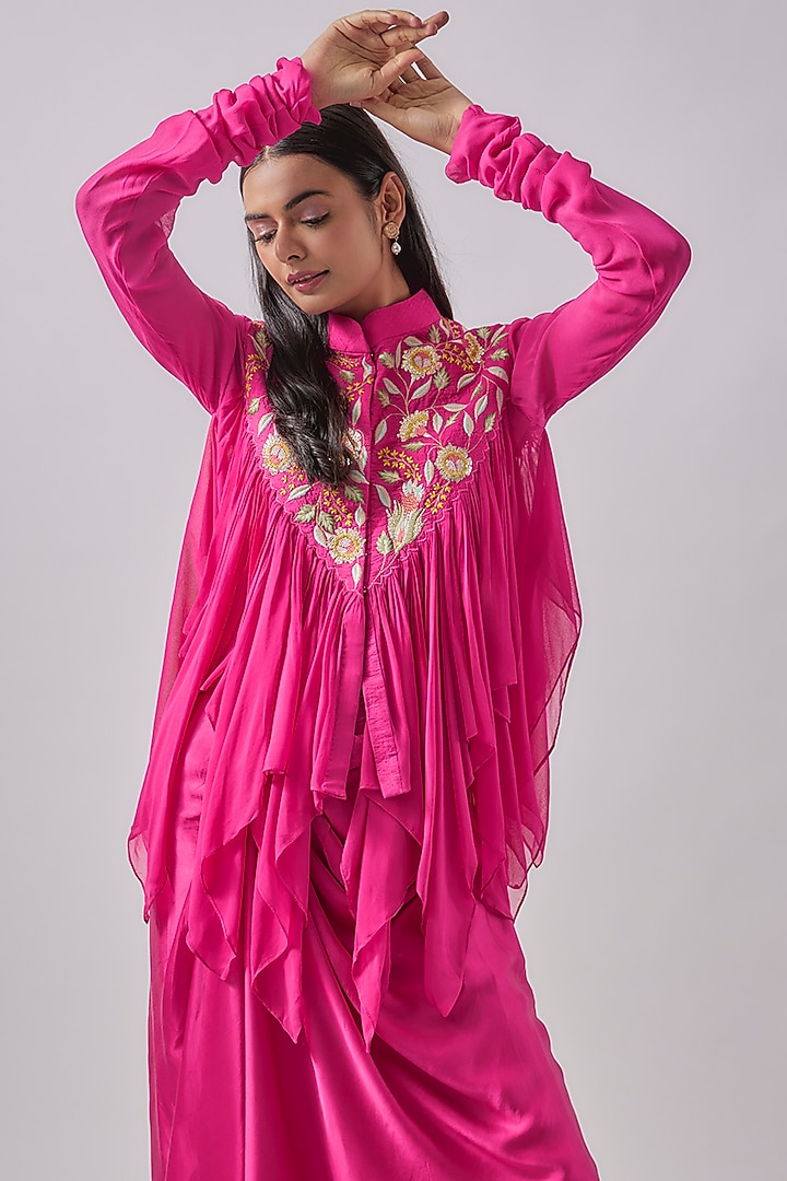 Fuchsia Silk Skirt Set  by Blue Lotus at Pernia's Pop Up Shop