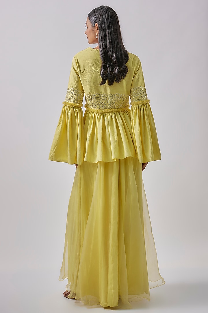 Yellow Organza Silk Pant Set by Blue Lotus at Pernia's Pop Up Shop