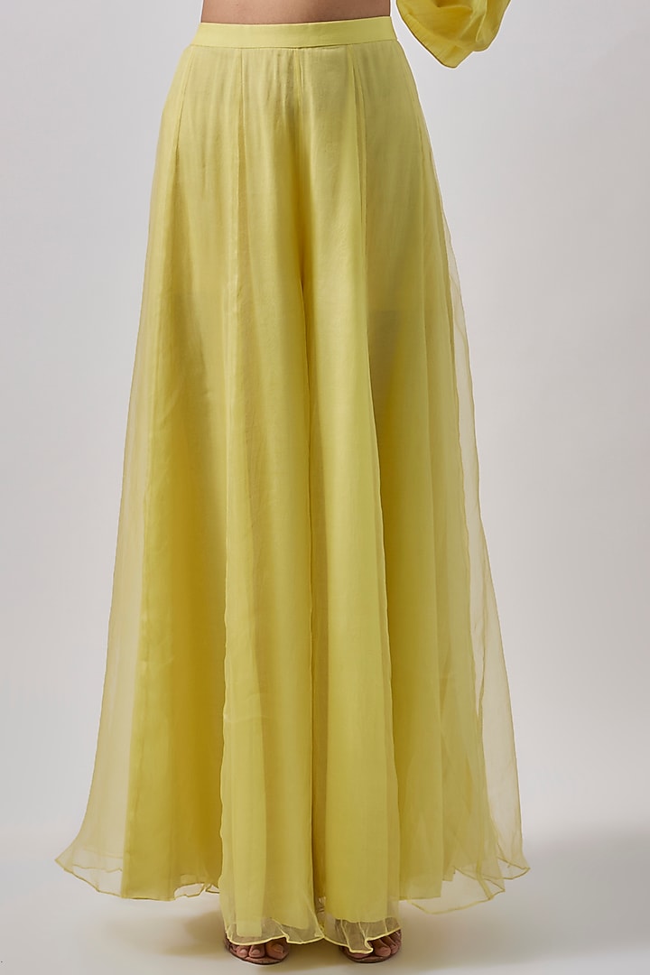 Yellow Organza Silk Pant Set by Blue Lotus at Pernia's Pop Up Shop