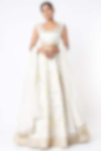 Ivory Embroidered Wedding Lehenga Set by Blue Lotus at Pernia's Pop Up Shop