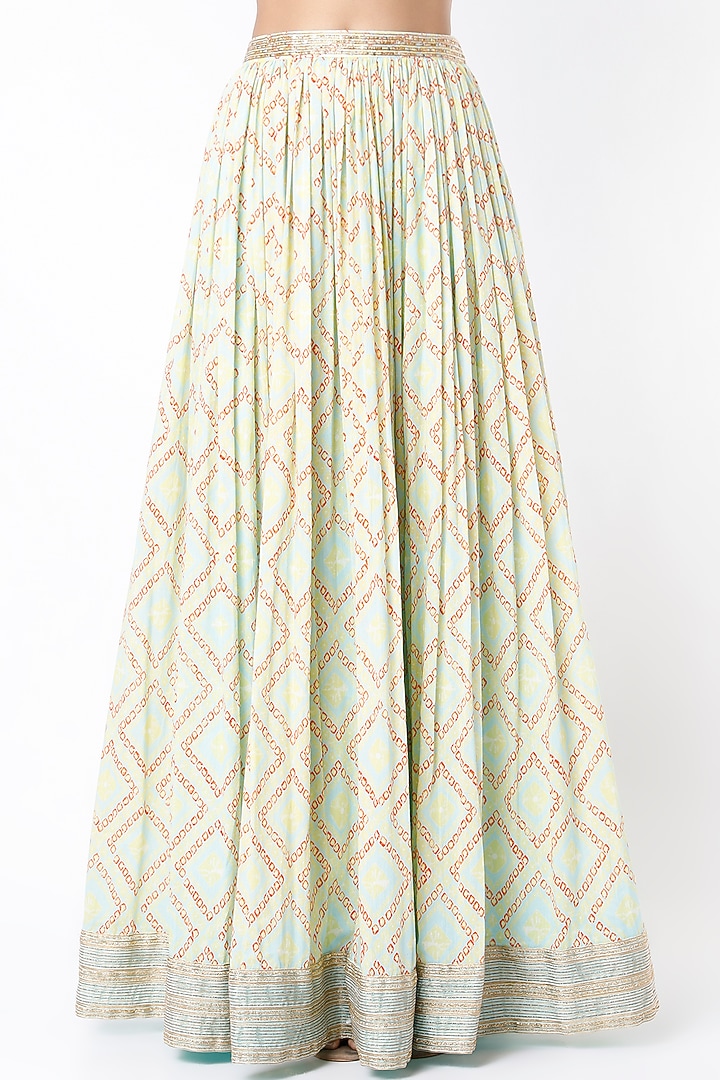 Light Blue Printed & Embroidered Wedding Lehenga Set by Blue Lotus at Pernia's Pop Up Shop