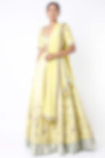 Yellow Zardosi Embroidered Wedding Lehenga Set by Blue Lotus at Pernia's Pop Up Shop