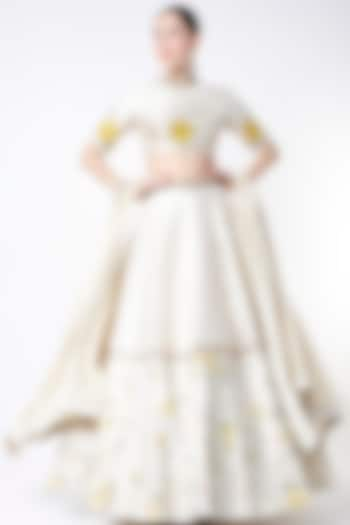 Ivory Embroidered Wedding Lehenga Set by Blue Lotus at Pernia's Pop Up Shop