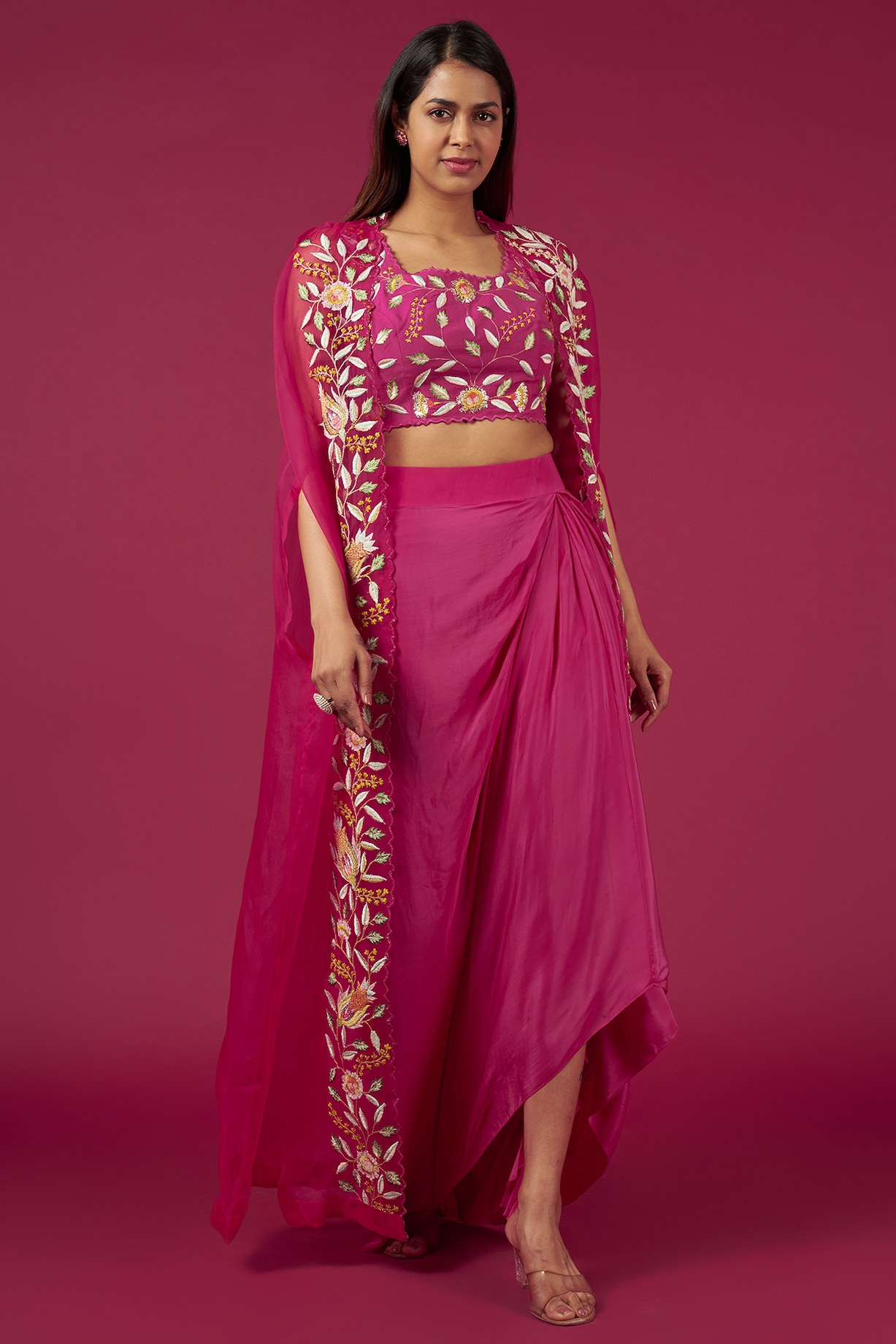 Violet Lotus Print Cape Set main image 0