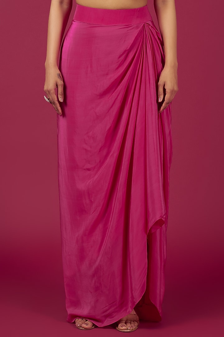 Hot Pink Organza Embroidered Cape Set by Blue Lotus at Pernia's Pop Up Shop