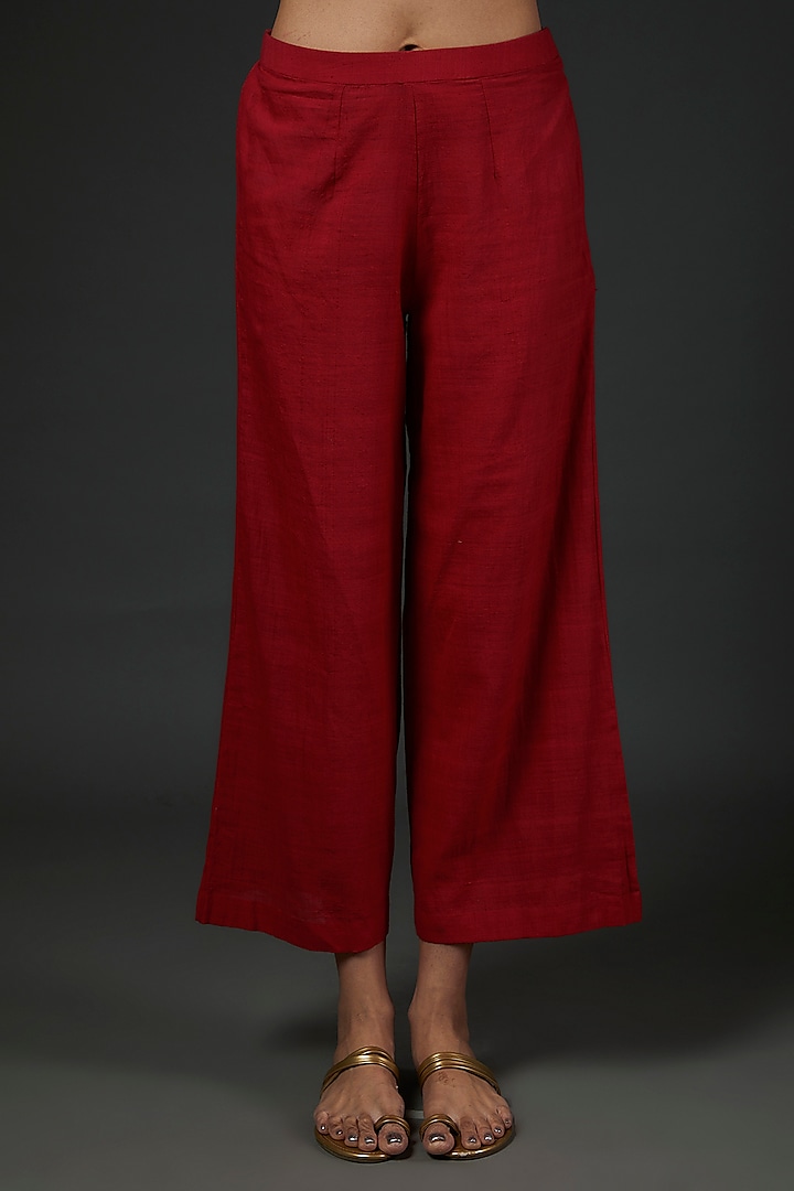 Red & White Khadi Color-Blocked Co-Ord  Set by Blue Lotus at Pernia's Pop Up Shop