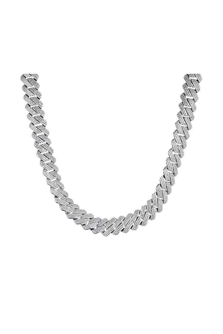 White Gold Plated Cubic Zircon Cuban Chain by Drip project at Pernia's Pop Up Shop