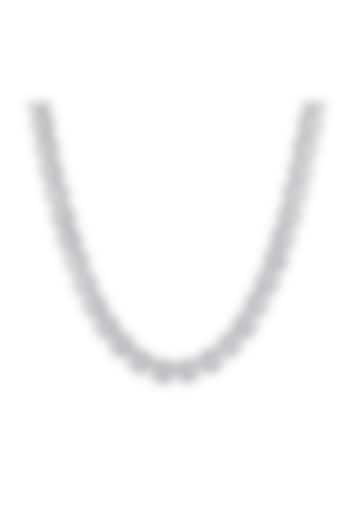 White Gold Plated Cubic Zircon Clustered Tennis Chain by Drip project at Pernia's Pop Up Shop