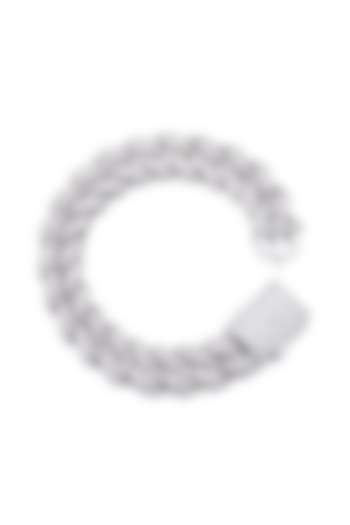 White Gold Plated Cubic Zircon Cuban Bracelet by Drip project at Pernia's Pop Up Shop