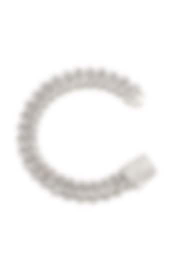 White Gold Plated Cubic Zircon Baguette Cuban Bracelet by Drip project at Pernia's Pop Up Shop