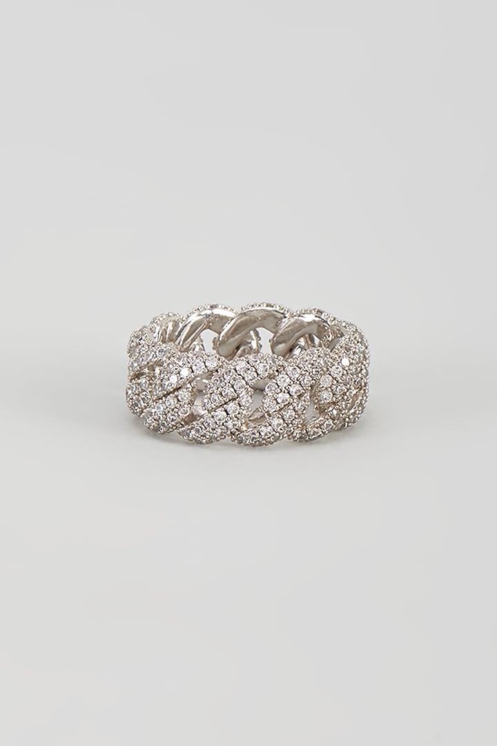 White Plated Cubic Zirconia Ring by Drip project