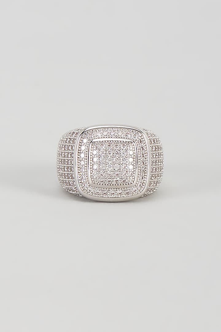 White Plated Cubic Zirconia Ring by Drip project