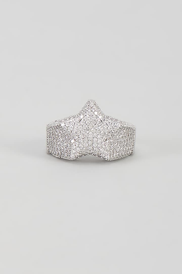 White Plated Cubic Zirconia Ring by Drip project