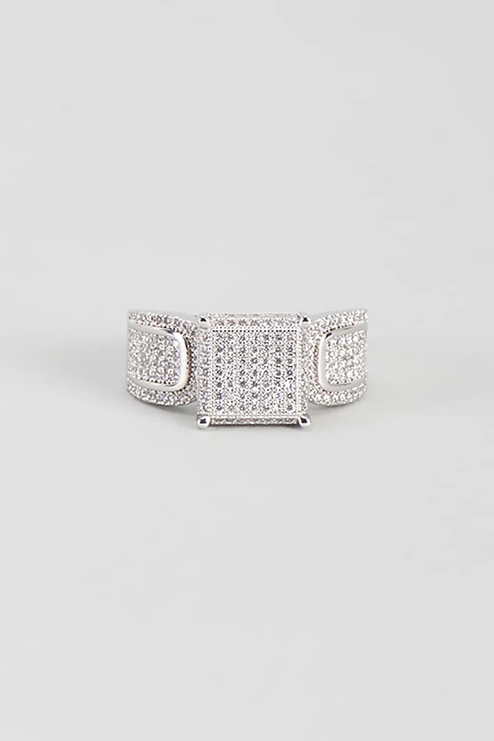 White Plated Cubic Zirconia Ring by Drip project