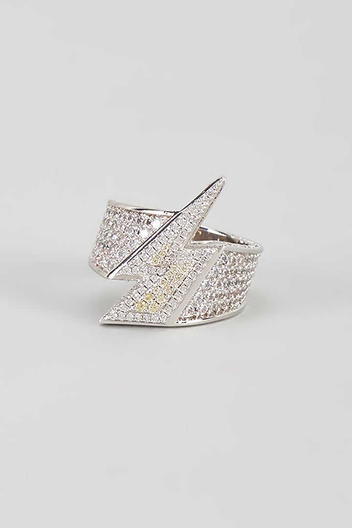 White Plated Cubic Zirconia Ring by Drip project