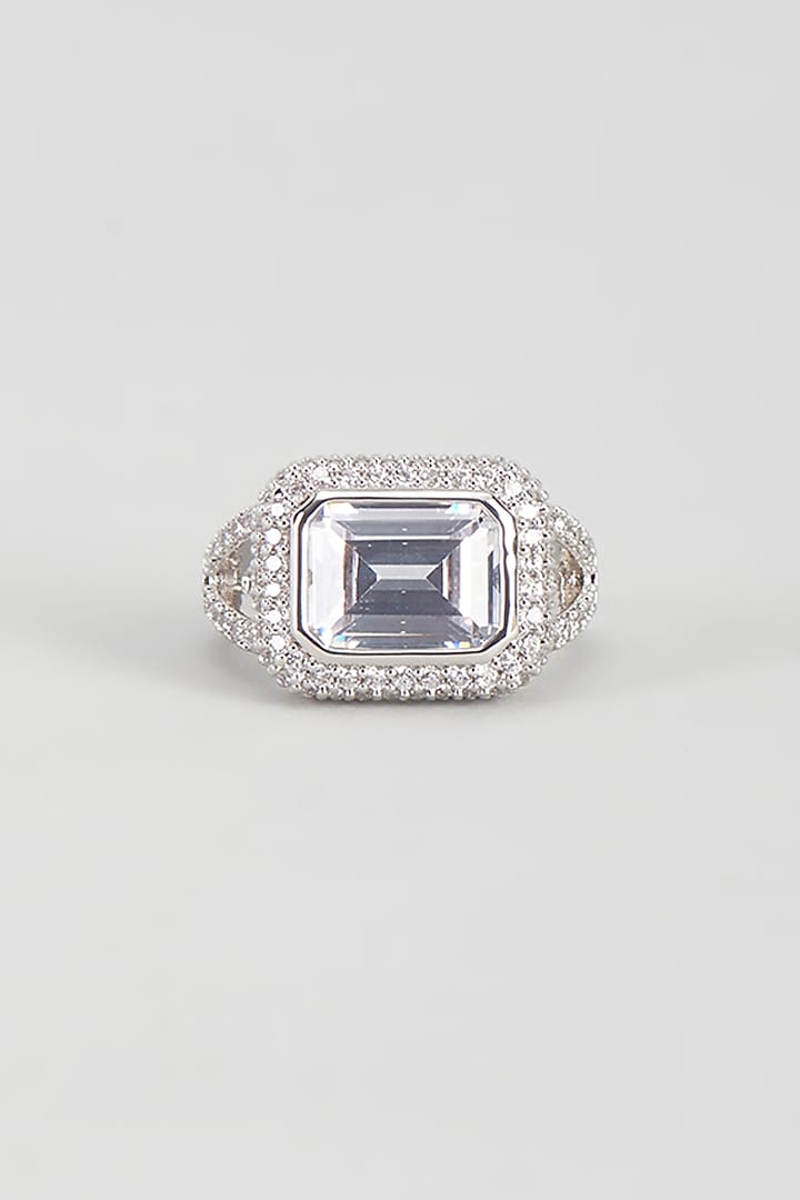 White Plated Cubic Zirconia Ring by Drip project