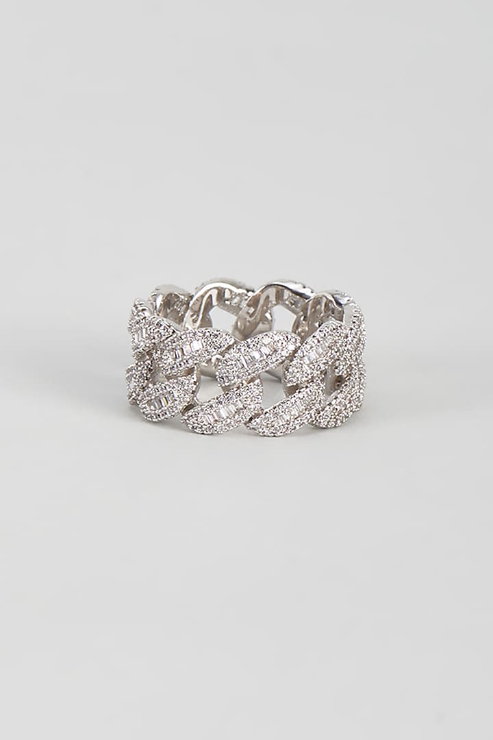 White Plated Cubic Zirconia Ring by Drip project