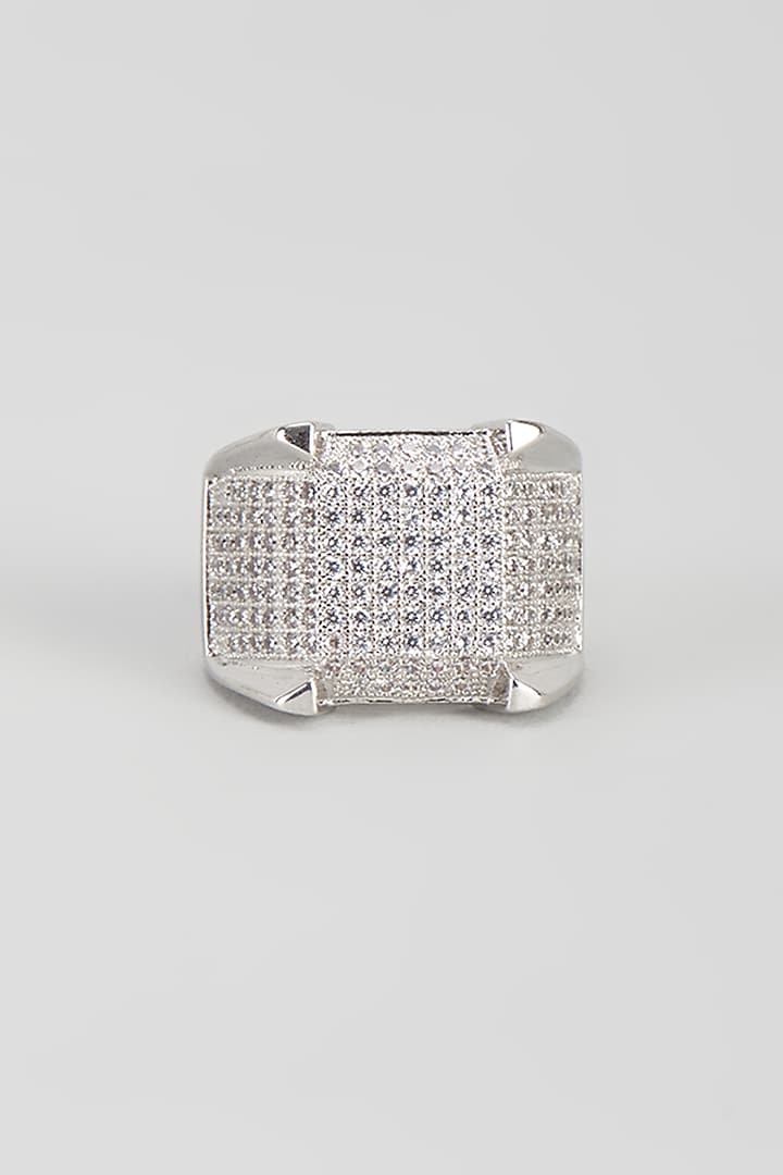 White Plated Cubic Zirconia Ring by Drip project