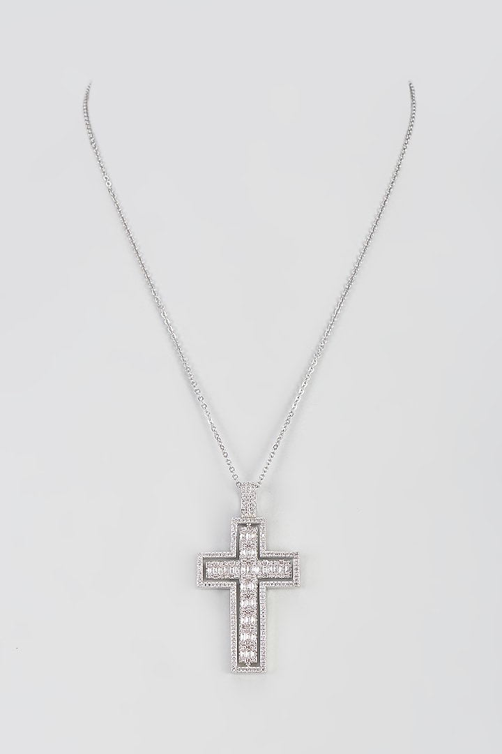 White Gold Plated Cubic Zirconia Pendant by Drip project at Pernia's Pop Up Shop