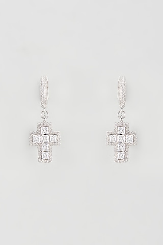 White Gold Plated Cubic Zirconia Earrings by Drip project