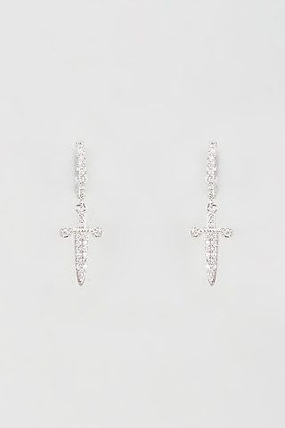 White Gold Plated Cubic Zirconia Earrings by Drip project