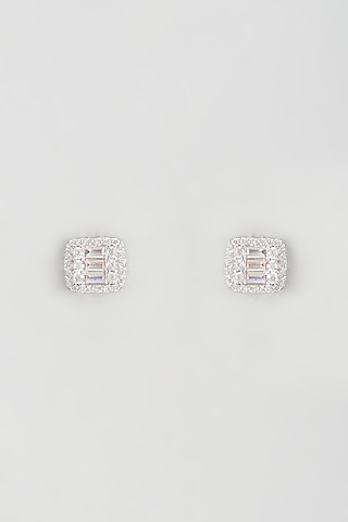 White Gold Plated Cubic Zirconia Earrings by Drip project