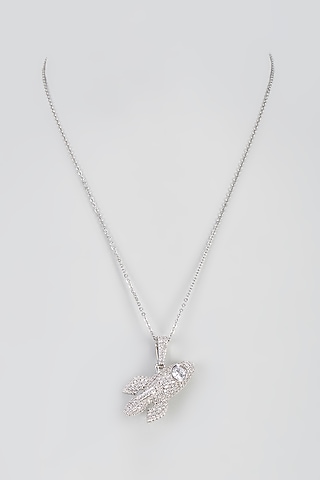 White Gold Plated Cubic Zirconia Pendant by Drip project