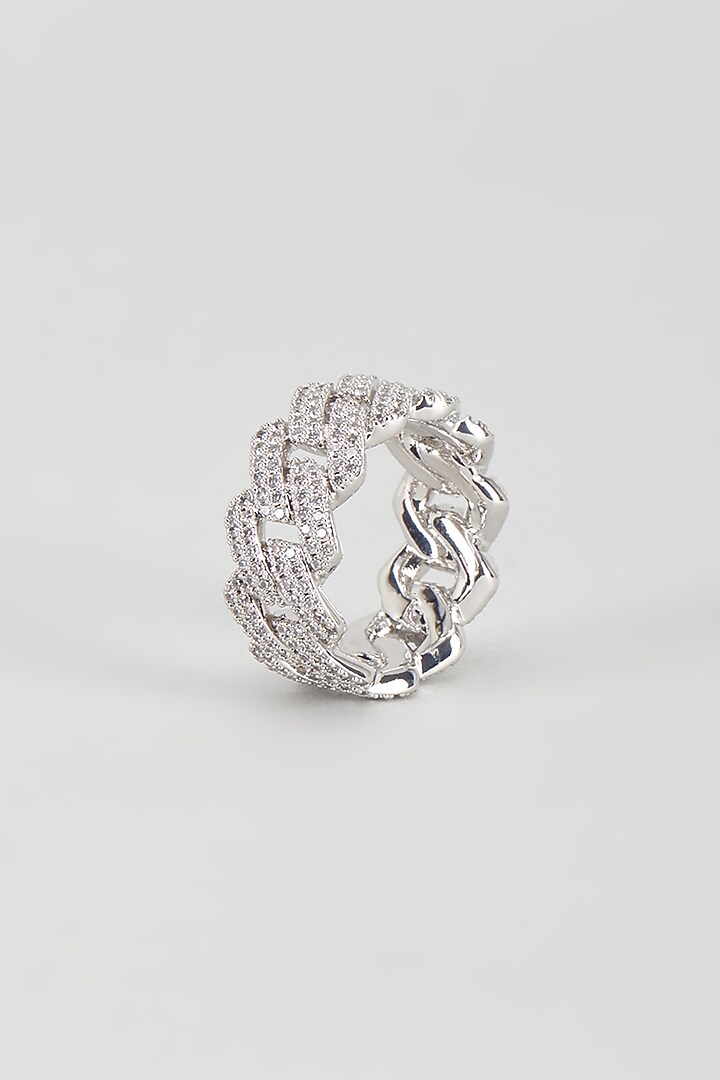 White Gold Plated Cubic Zirconia Ring by Drip project at Pernia's Pop Up Shop