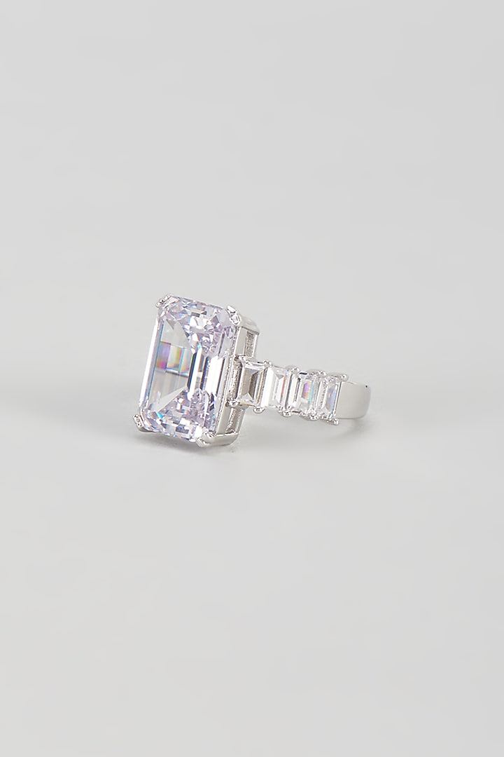 White Gold Plated Cubic Zirconia Ring by Drip project at Pernia's Pop Up Shop