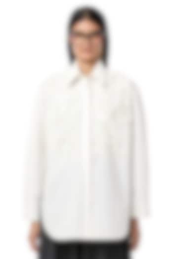 Natural White Cotton Oversized Handcrafted Shirt by Dhruv Kapoor at Pernia's Pop Up Shop