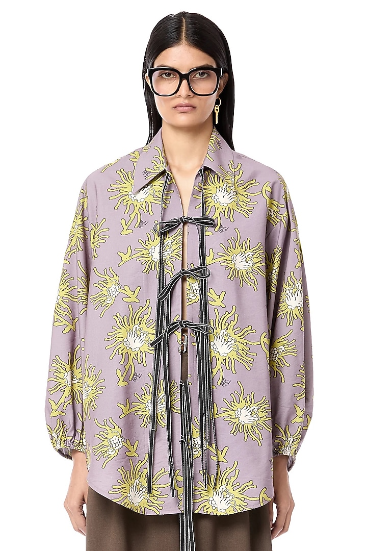 Multi-Colored Viscose Printed Tie-Up Shirt by Dhruv Kapoor at Pernia's Pop Up Shop