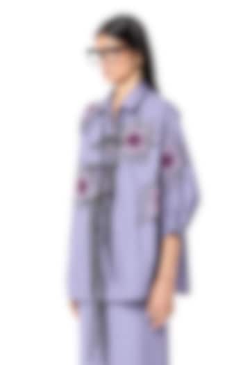 Lilac Cotton Oversized Handcrafted Shirt by Dhruv Kapoor at Pernia's Pop Up Shop