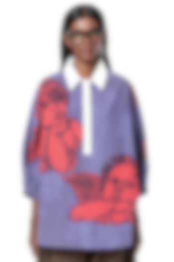Multi-Colored Cotton Printed Batwing Polo Shirt by Dhruv Kapoor at Pernia's Pop Up Shop