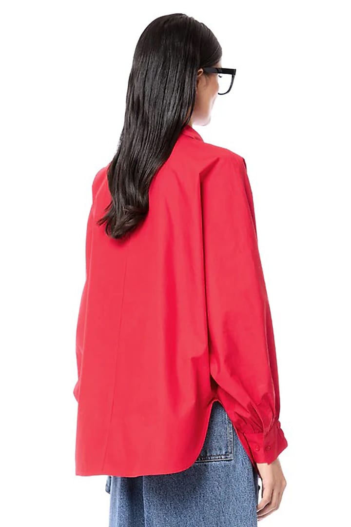Red Cotton Batwing Oversized Shirt by Dhruv Kapoor at Pernia's Pop Up Shop