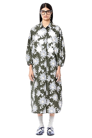 Multi-Colored Cotton Printed Shirt Dress by Dhruv Kapoor