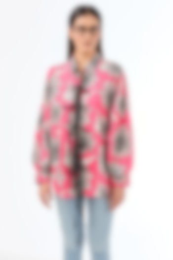Multi-Colored Cotton Floral Printed Oversized Shirt by Dhruv Kapoor