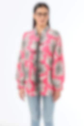 Multi-Colored Cotton Floral Printed Oversized Shirt by Dhruv Kapoor