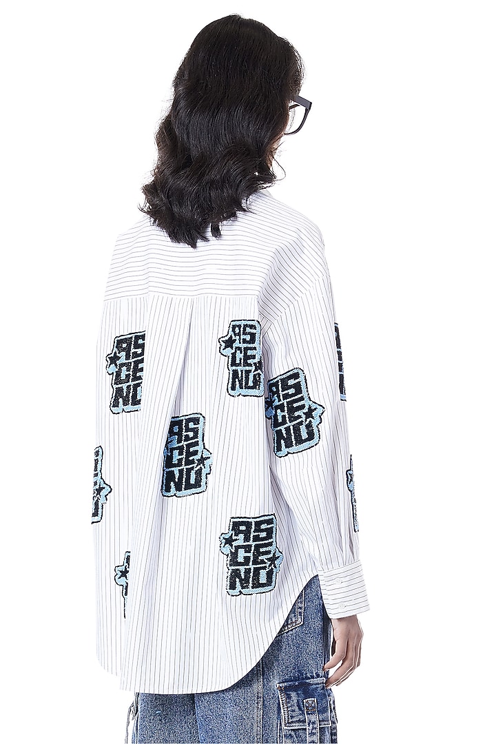 White Polyester & Cotton Handcrafted Oversized Shirt by Dhruv Kapoor at Pernia's Pop Up Shop