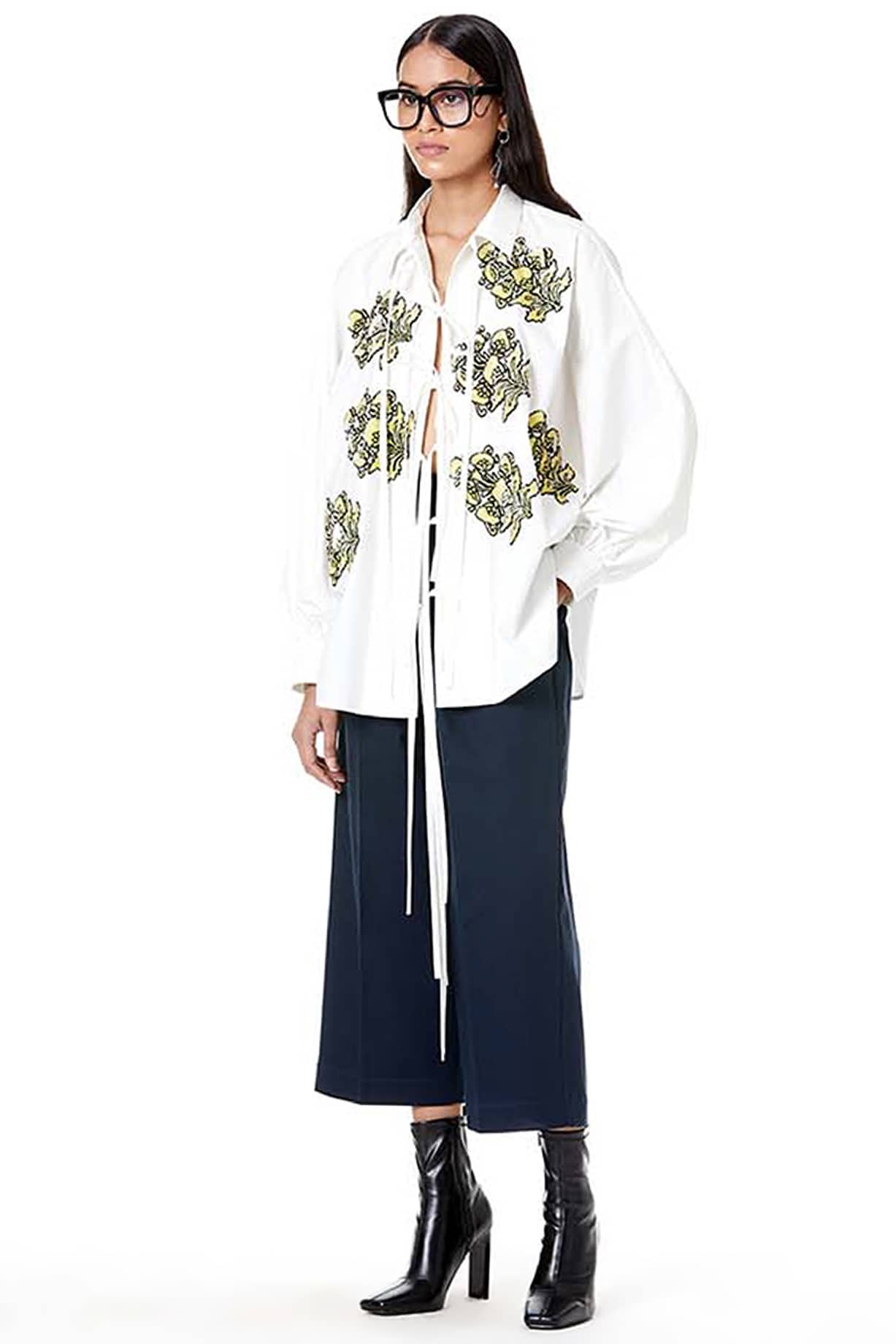 White Cotton Handcrafted Shirt Design by Dhruv Kapoor at Pernia