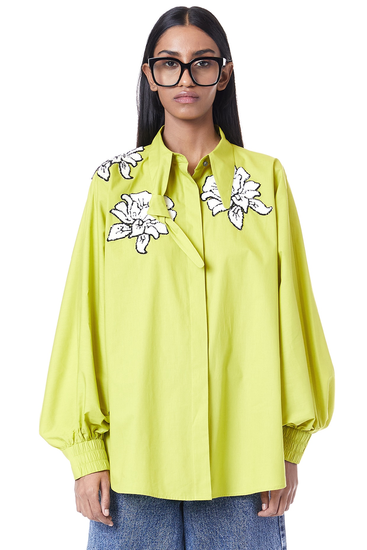 Lime Green Cotton Handcrafted Oversized Shirt by Dhruv Kapoor at