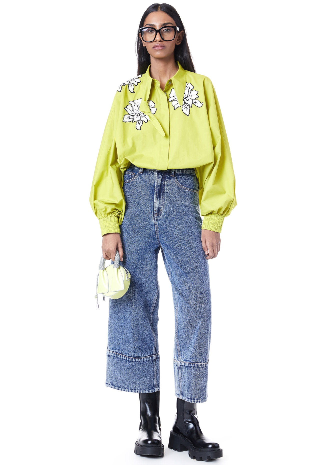 Lime Green Cotton Handcrafted Oversized Shirt by Dhruv Kapoor at