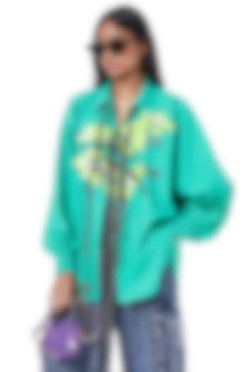 Green Cotton Handcrafted Shirt by Dhruv Kapoor at Pernia's Pop Up Shop