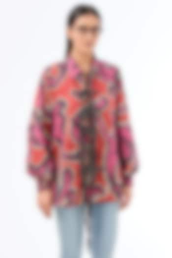 Multi-Colored Cotton Abstract Printed Oversized Shirt by Dhruv Kapoor