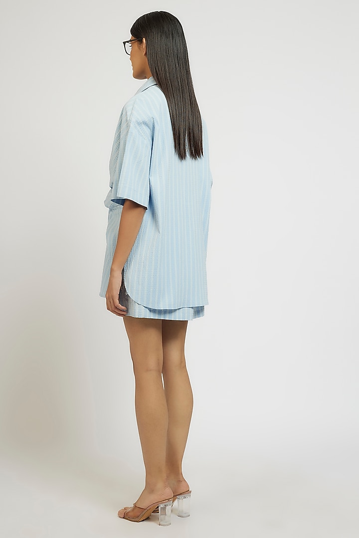 Blue Polyester Cotton Co-Ord Set by Dhruv Kapoor at Pernia's Pop Up Shop