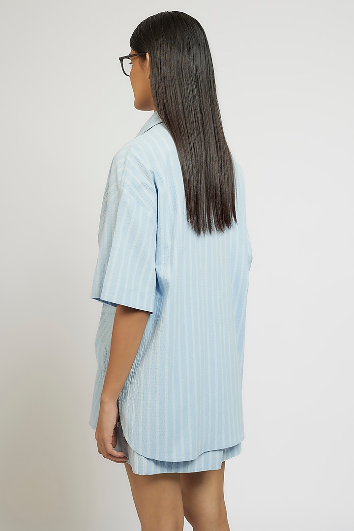 Blue Polyester Cotton Co-Ord Set by Dhruv Kapoor at Pernia's Pop Up Shop
