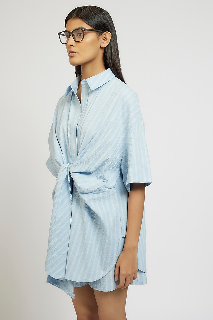 Blue Polyester Cotton Co-Ord Set by Dhruv Kapoor at Pernia's Pop Up Shop
